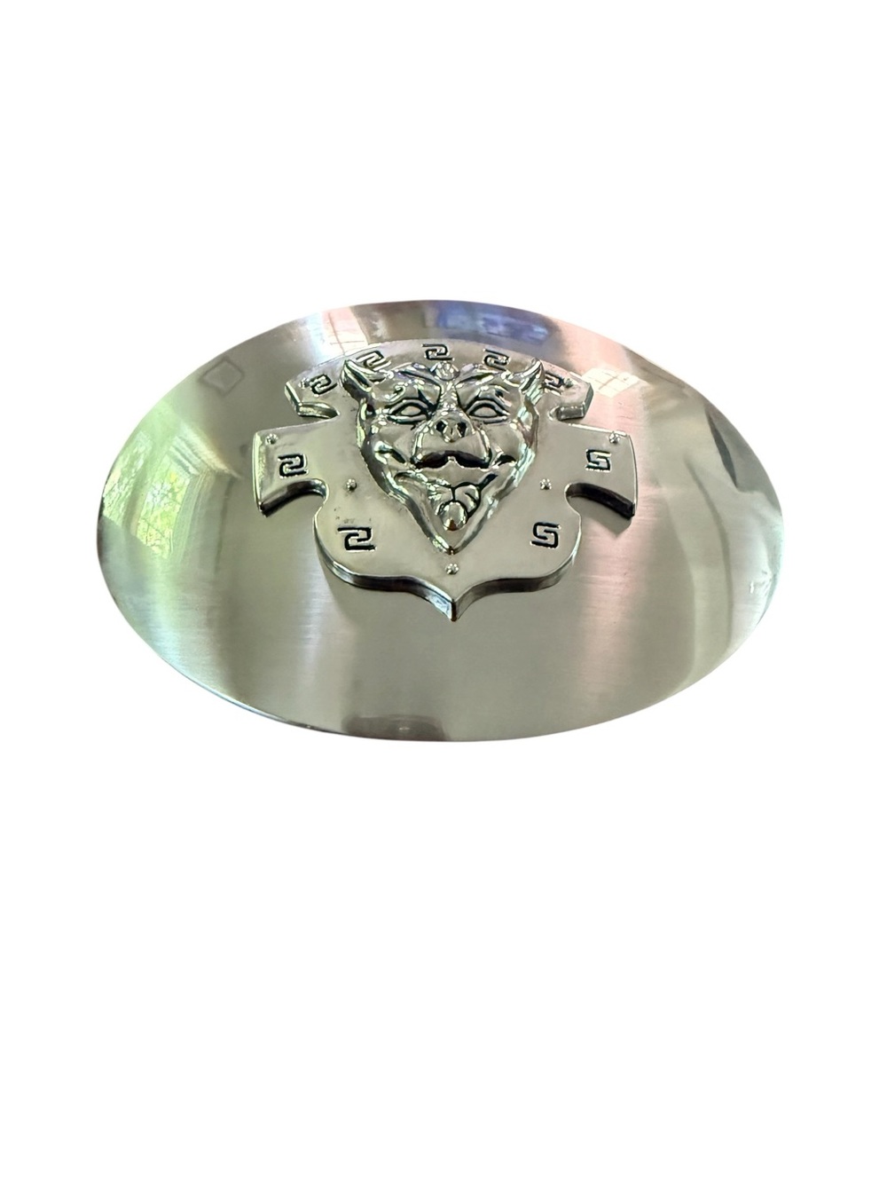 Vintage Silver Tone Gargoyle Large Oval Belt Buckle Goth Grunge EMO